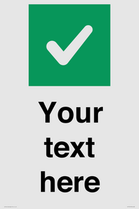 Custom plain background, green square with tick sign